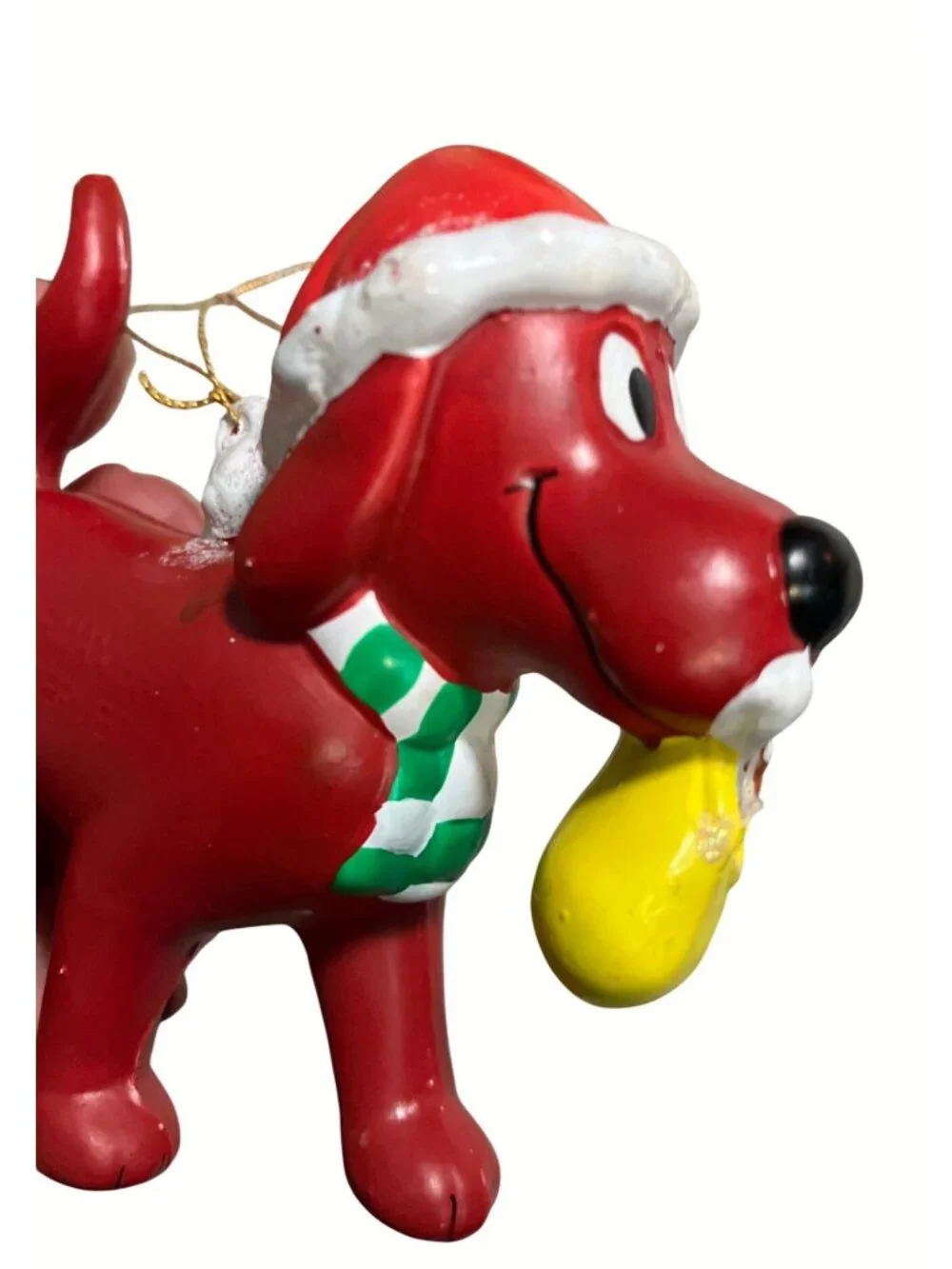 Clifford the Big Red Dog Christmas Ornament With Santa Hat and Scarf